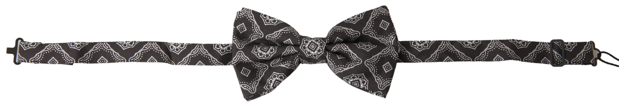 Dolce & Gabbana Black Fantasy Pattern Adjustable Neck Papillon Bow Tie