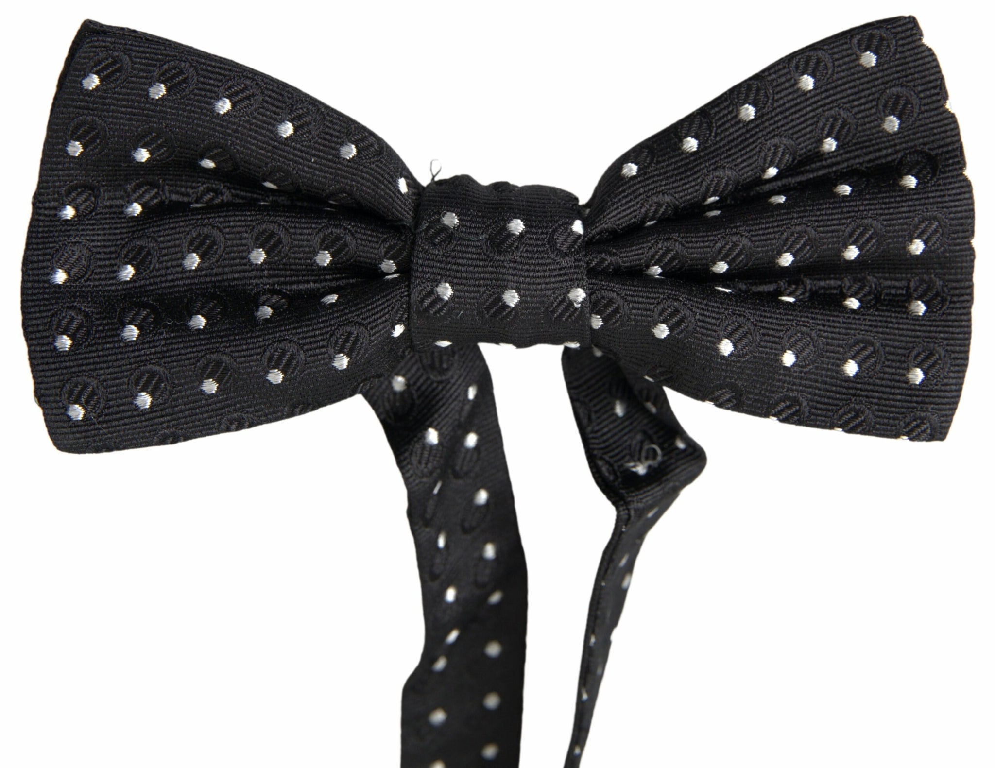 Dolce & Gabbana Black Polka Dot Silk Adjustable Men Neck Papillon Bow Tie