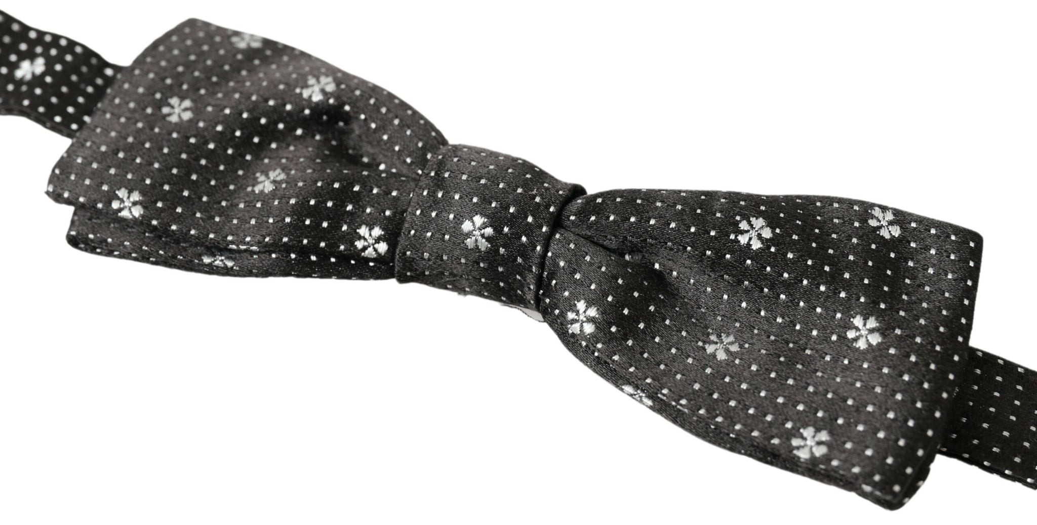 Dolce & Gabbana Black Patterned Silk Adjustable Men Neck Papillon Bow Tie