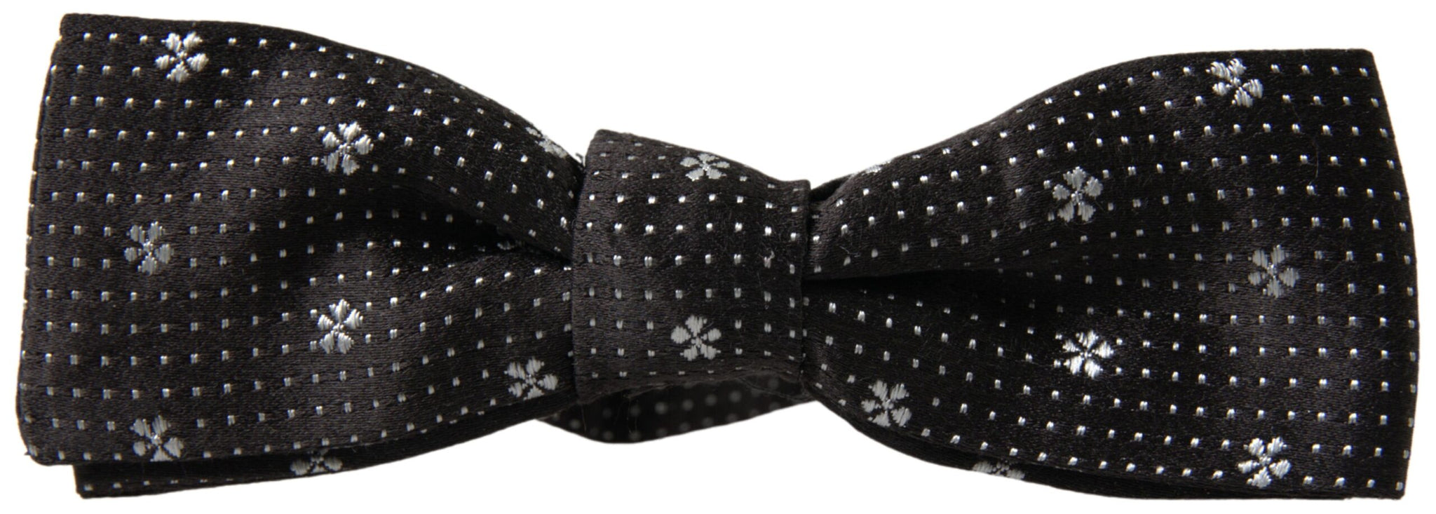 Dolce & Gabbana Black Patterned Silk Adjustable Men Neck Papillon Bow Tie