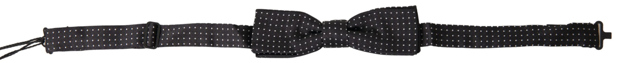 Dolce & Gabbana Black Polka Dot Silk Adjustable Men Neck Papillon Bow Tie