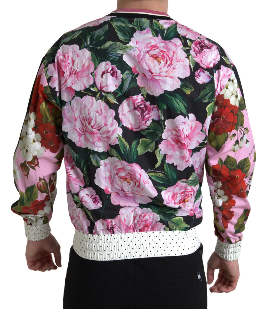 Dolce & Gabbana Pink Floral Roses Crewneck Top Sweater