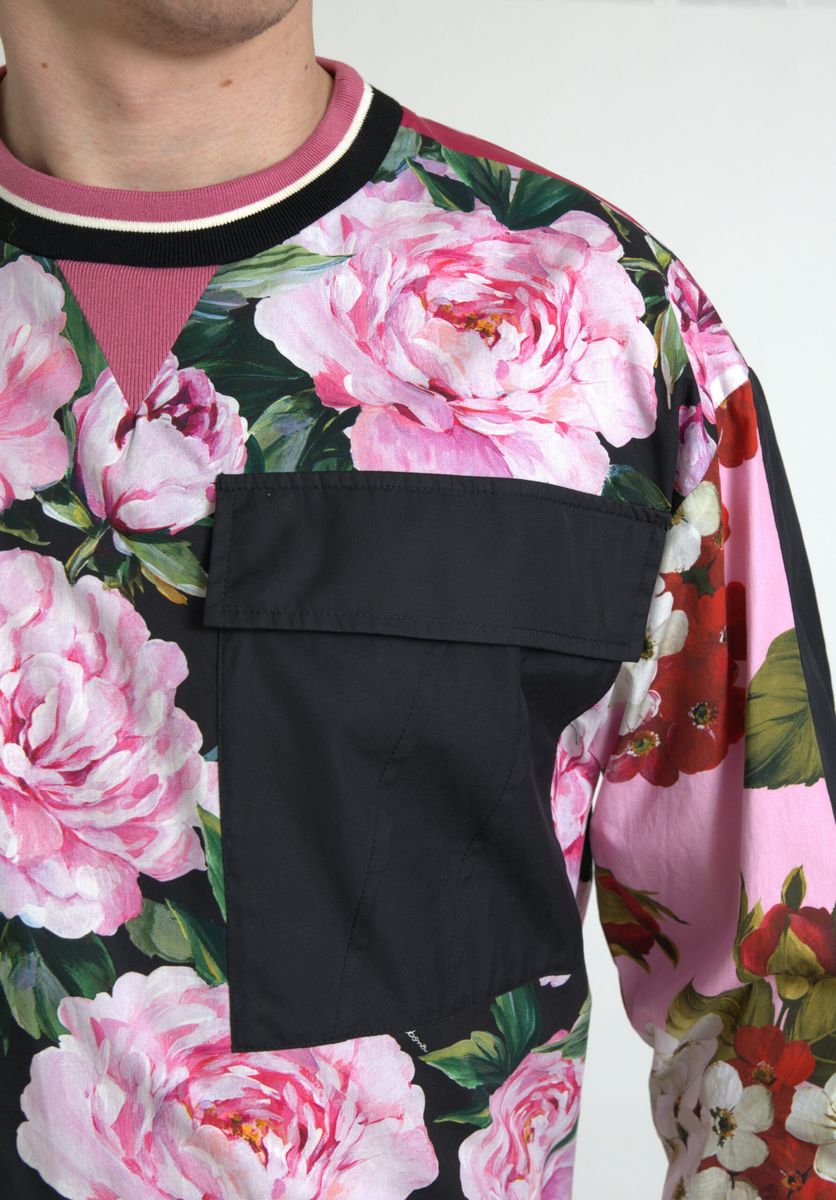 Dolce & Gabbana Pink Floral Roses Crewneck Top Sweater