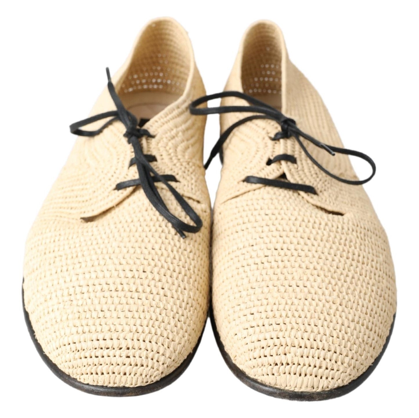 Dolce & Gabbana Beige Woven Lace Up Casual Derby Shoes