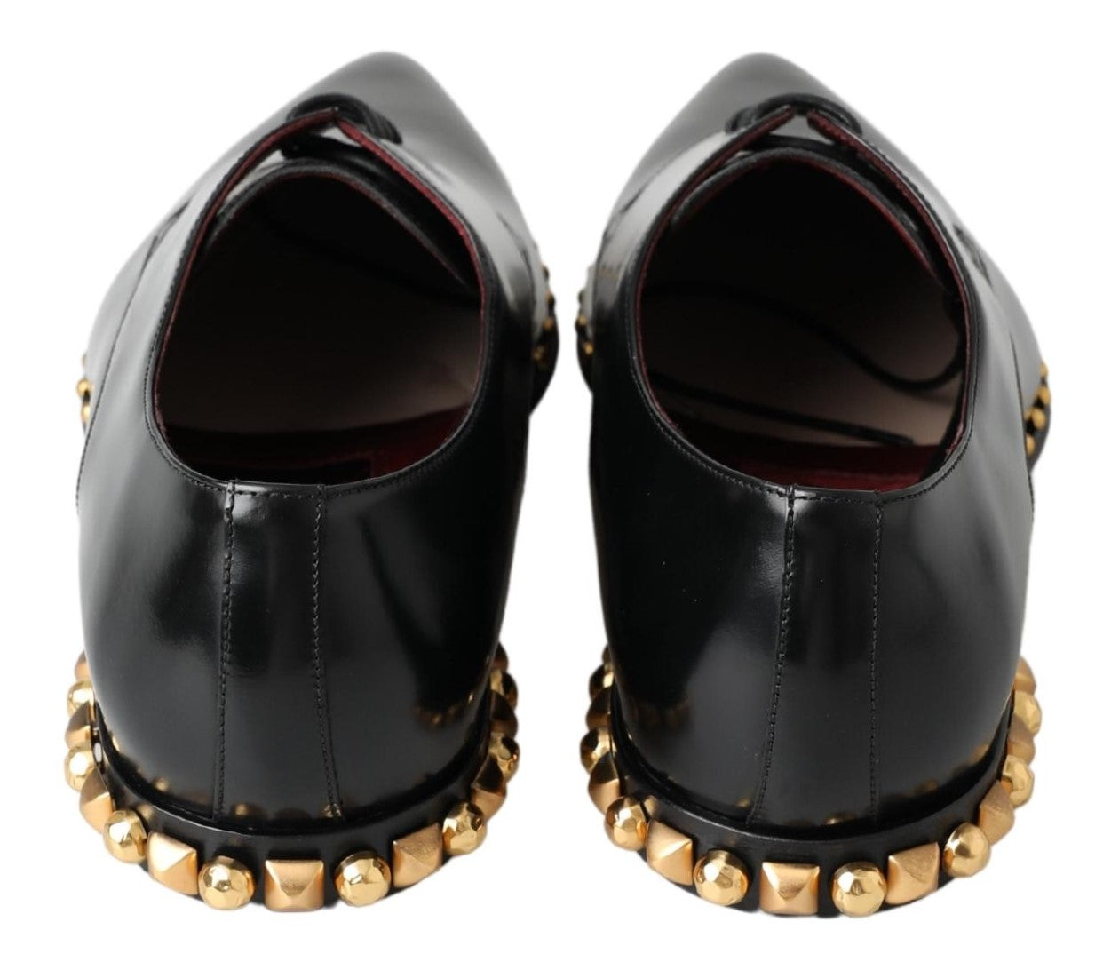 Dolce & Gabbana Black Derby Gold Studded Leather Shoes