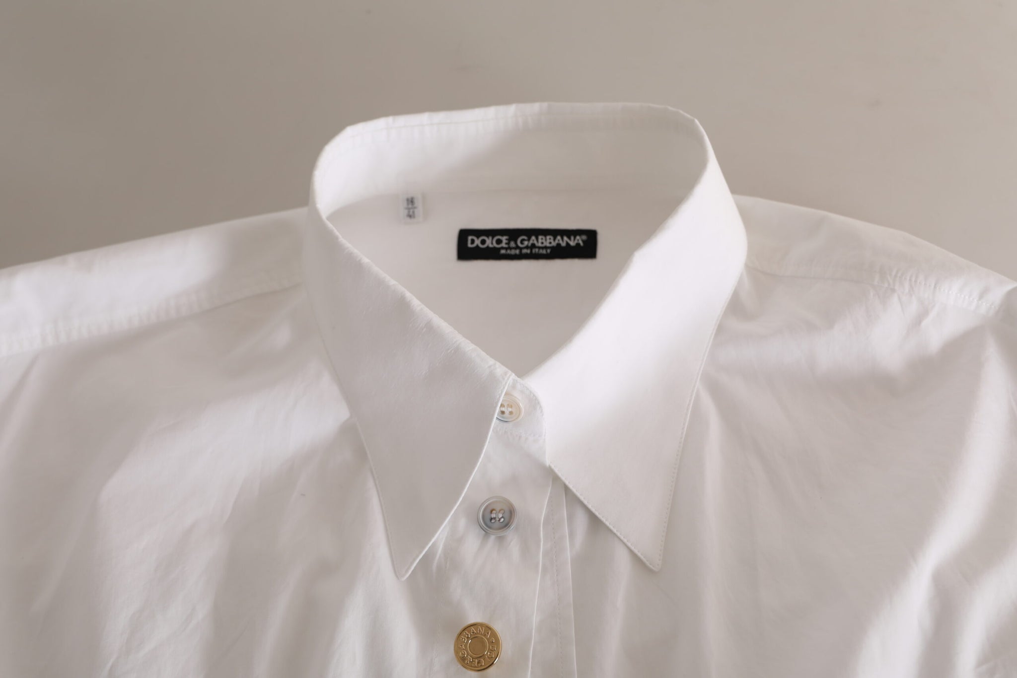 Dolce & Gabbana White Logo Cotton Casual Long Sleeves Shirt