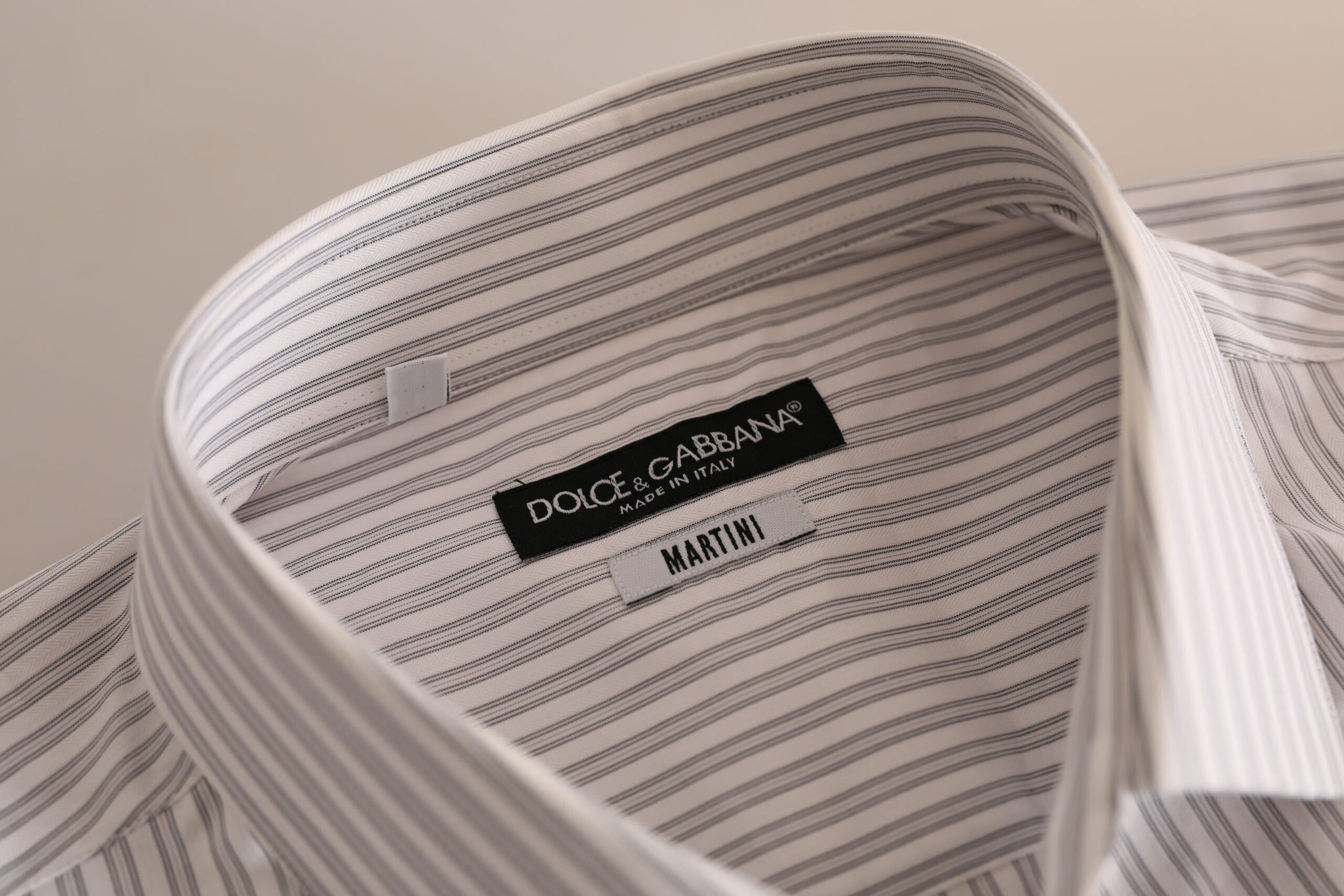 Dolce & Gabbana White MARTINI Cotton Stripe Dress Formal Shirt