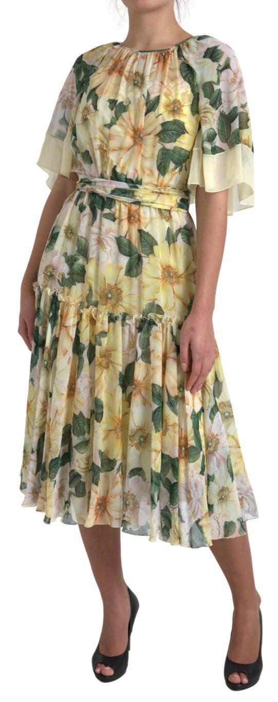 Dolce & Gabbana Multicolor Silk Floral Print Long Maxi Dress