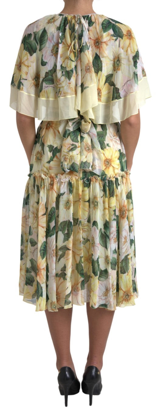 Dolce & Gabbana Multicolor Silk Floral Print Long Maxi Dress