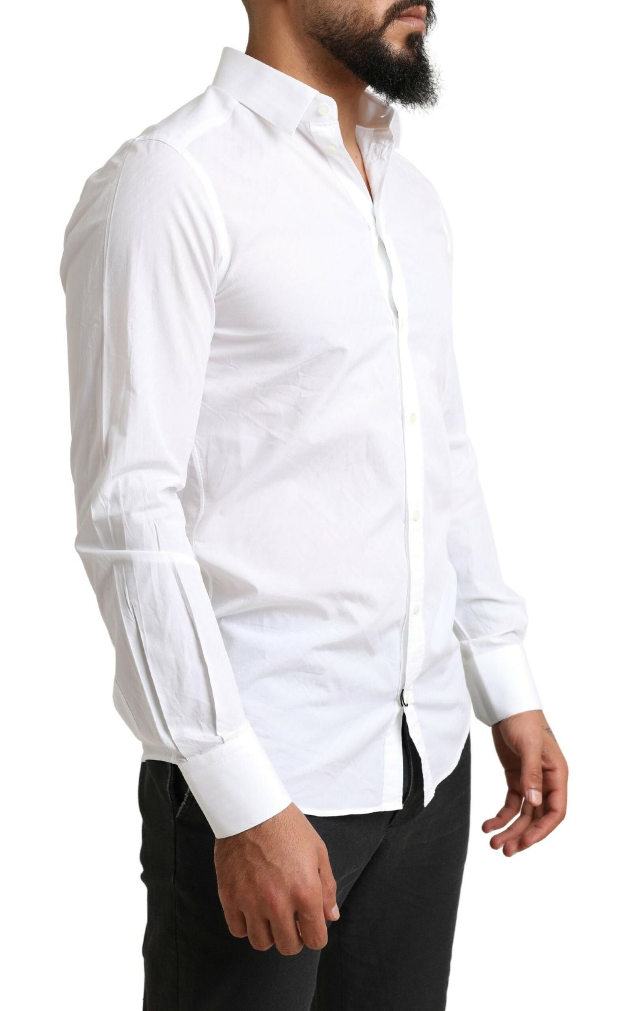 Dolce & Gabbana White MARTINI Cotton Dress Formal Shirt