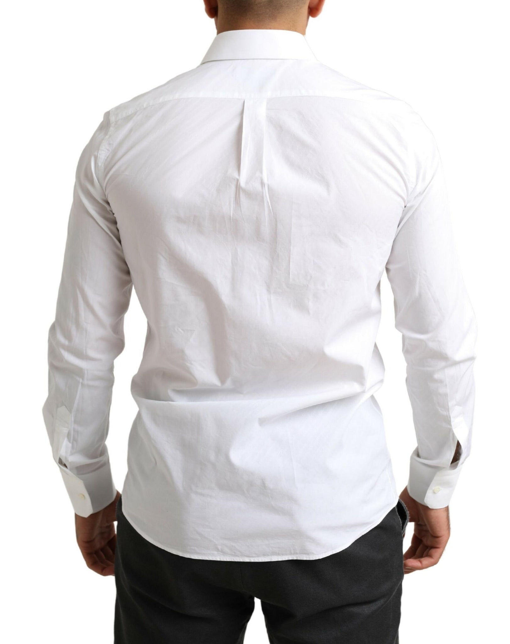 Dolce & Gabbana White MARTINI Cotton Dress Formal Shirt