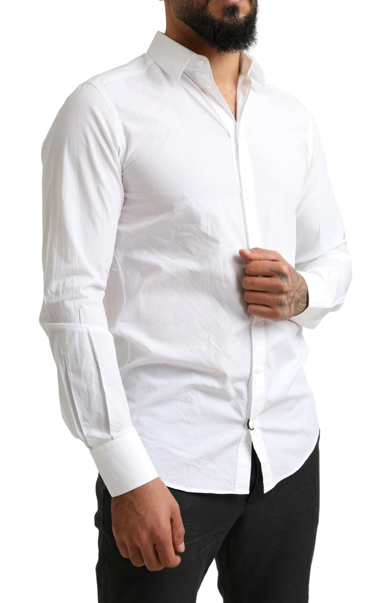 Dolce & Gabbana White MARTINI Cotton Dress Formal Shirt