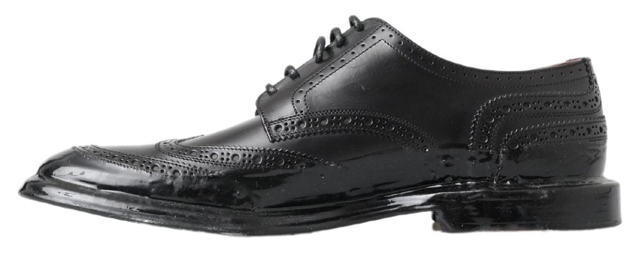 Dolce & Gabbana Black Leather Oxford Wingtip Formal Derby Shoes