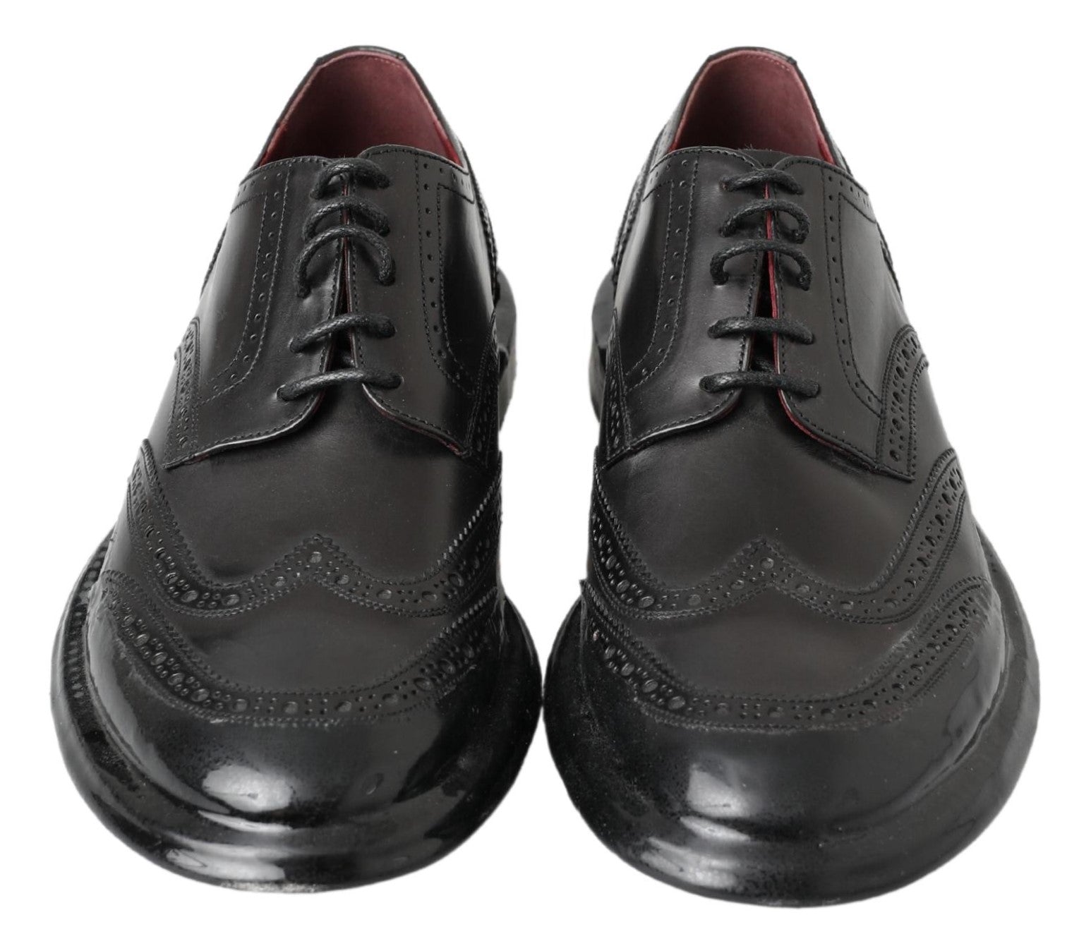 Dolce & Gabbana Black Leather Oxford Wingtip Formal Derby Shoes