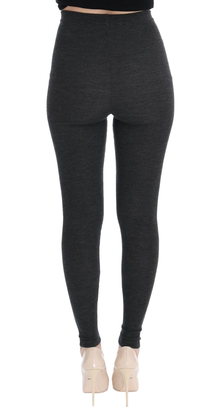 Gray Wool Stretch Tights