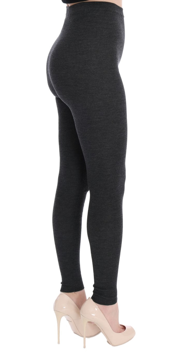 Gray Wool Stretch Tights