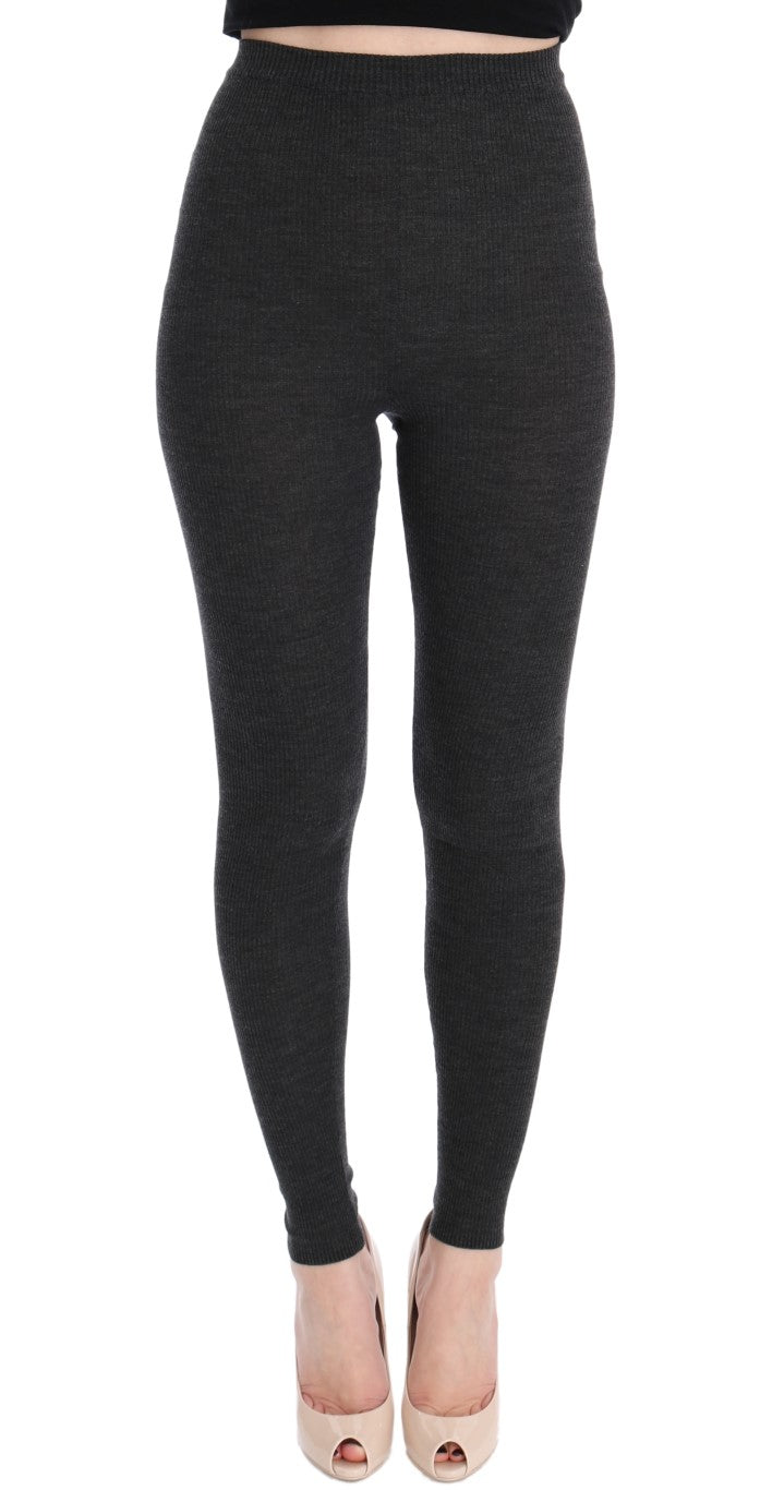 Gray Wool Stretch Tights