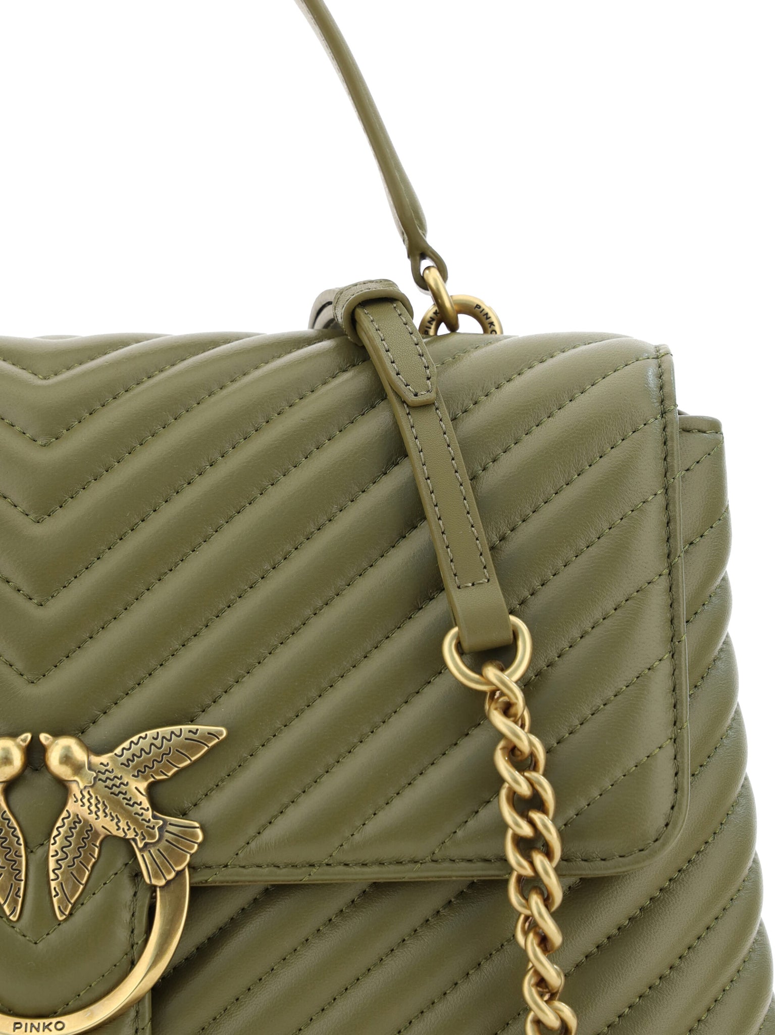 PINKO Green Calf Leather Love Lady Handbag