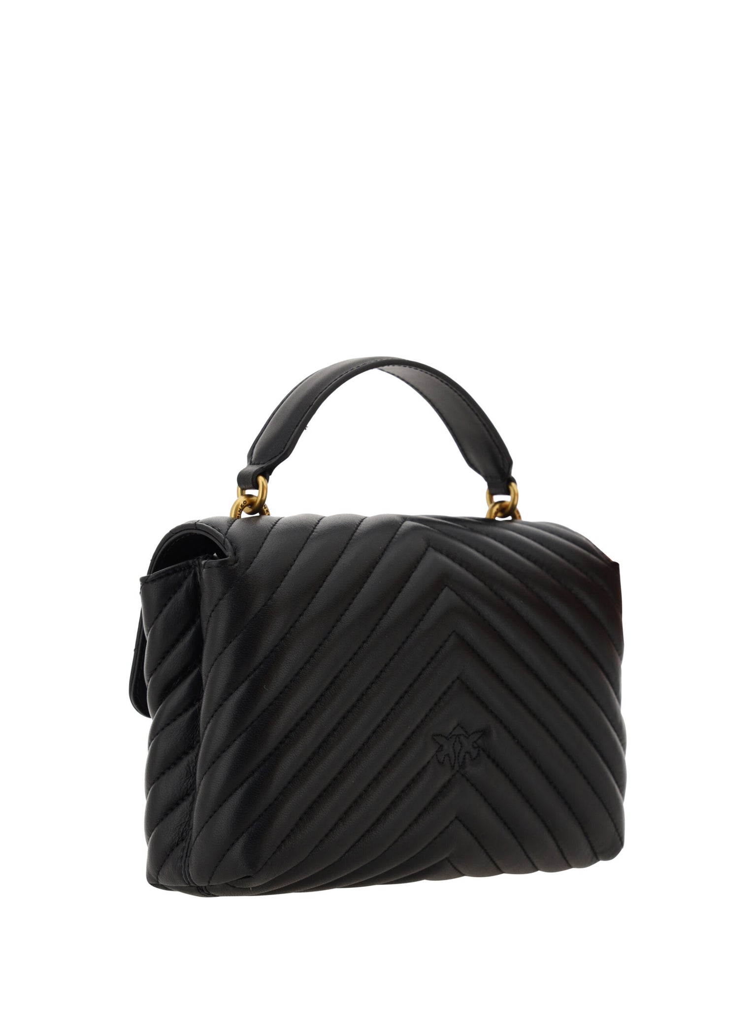 PINKO Black Calf Leather Love Lady Mini Handbag