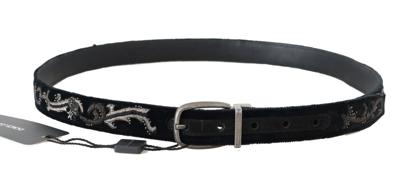 Black Cotton Royal Bee Embroidery Belt