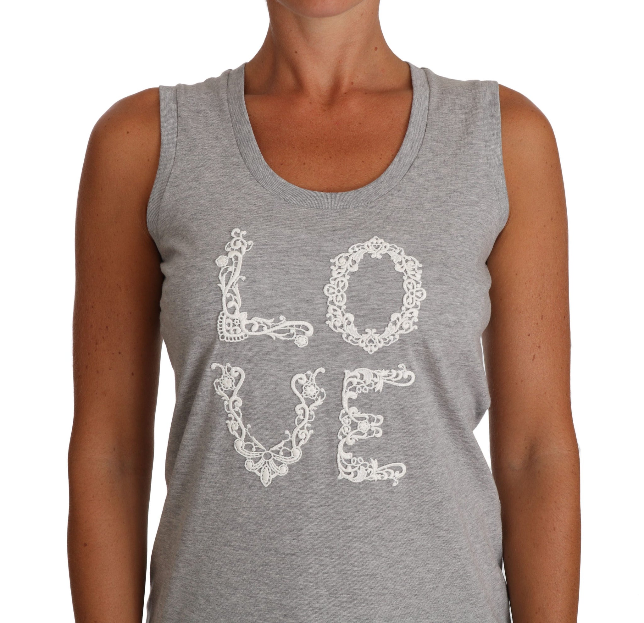 Gray and white Cami Tank Gray LOVE Cotton Top