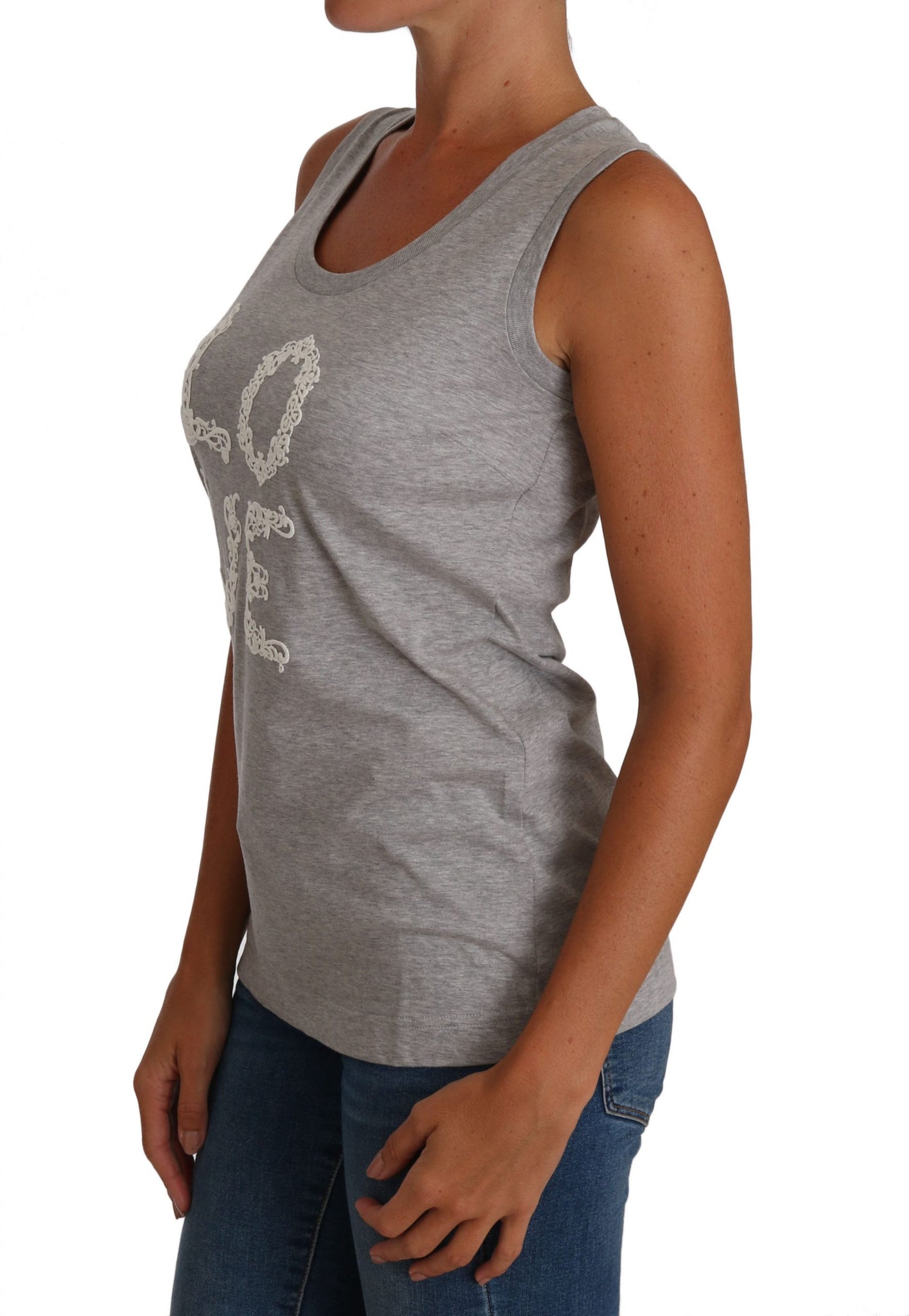 Gray and white Cami Tank Gray LOVE Cotton Top