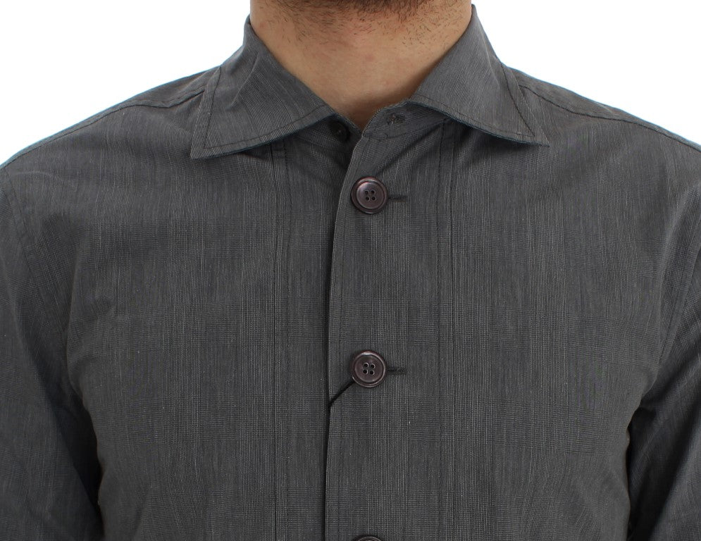 Gray Cotton Formal Dress Button Shirt