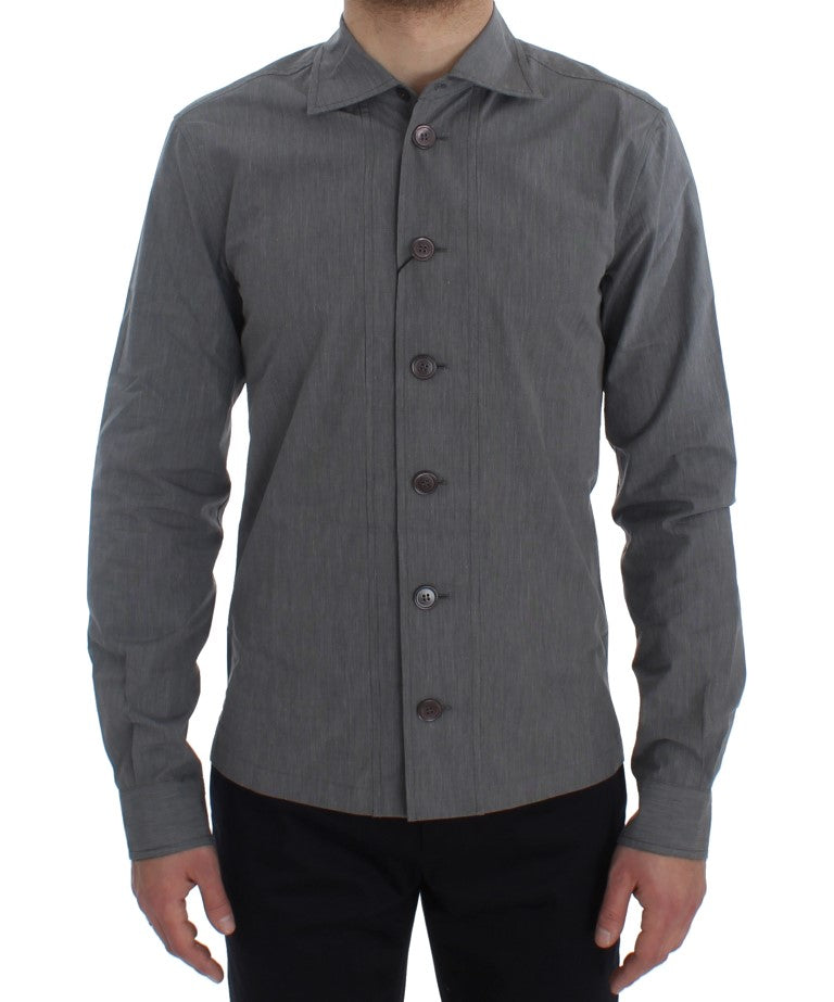 Gray Cotton Formal Dress Button Shirt