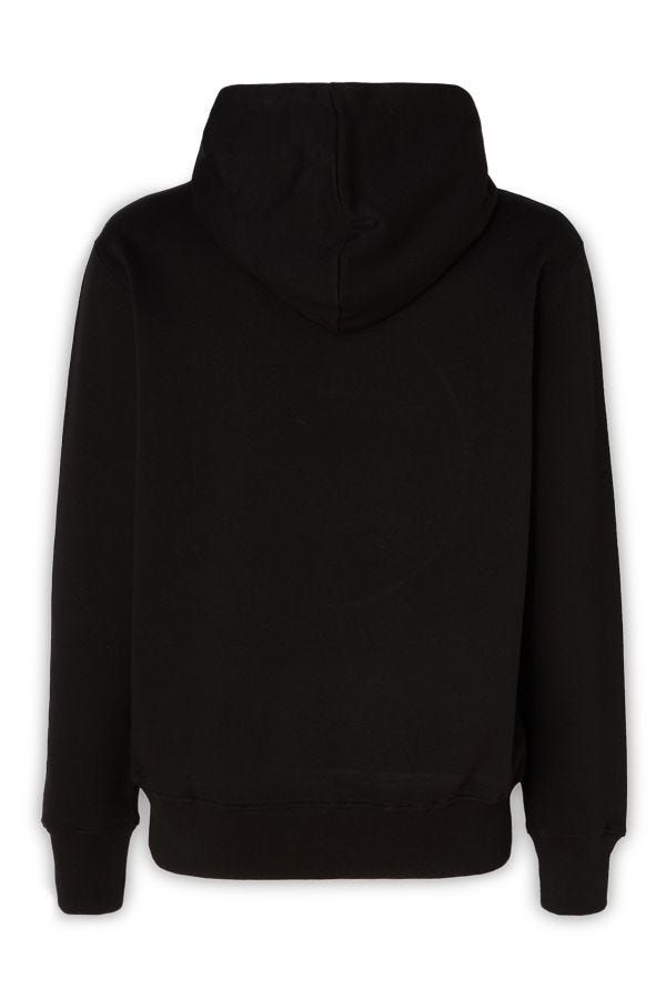 Black Cotton Logo Details Hooded Sweatshirt