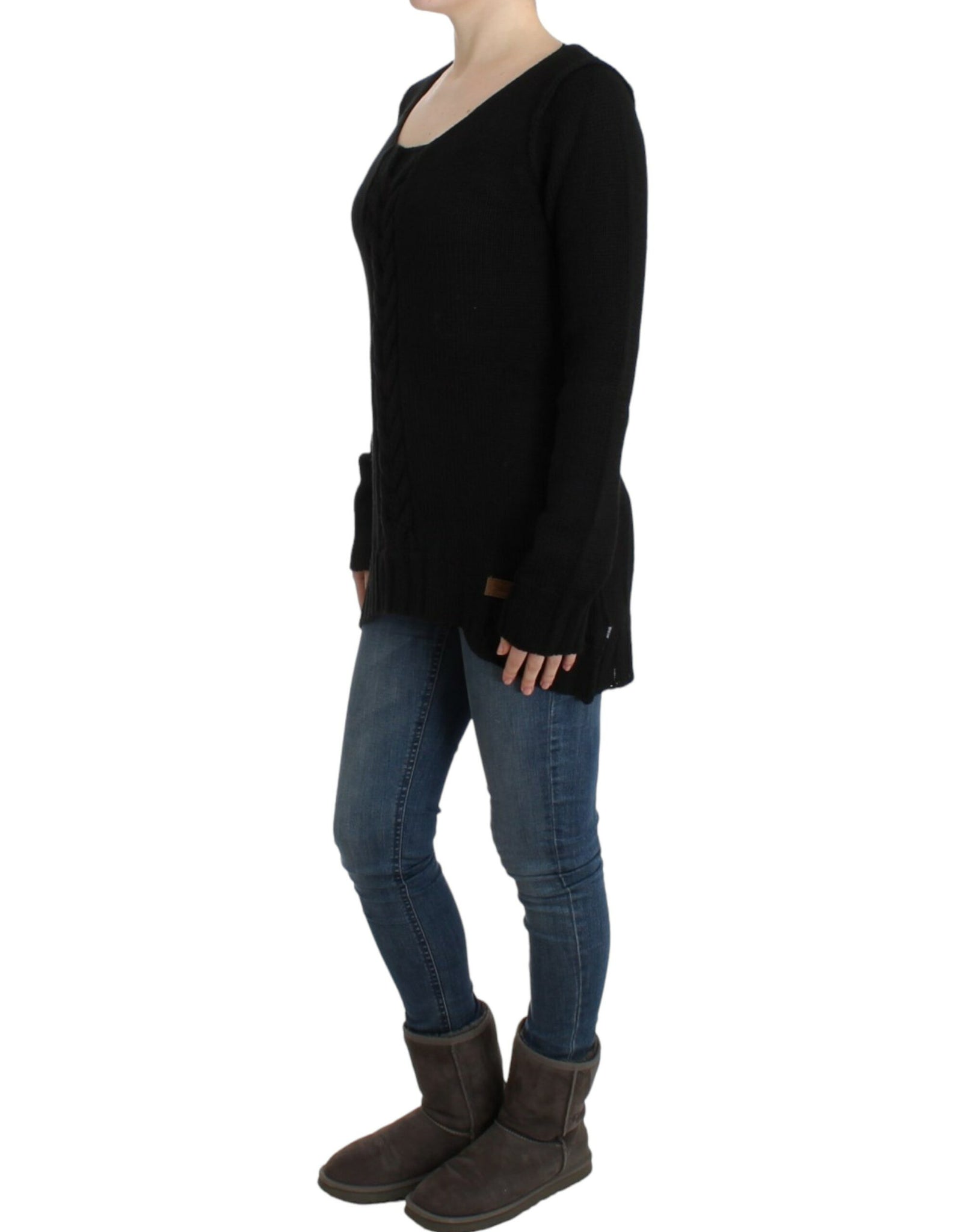 Black knitted wool sweater