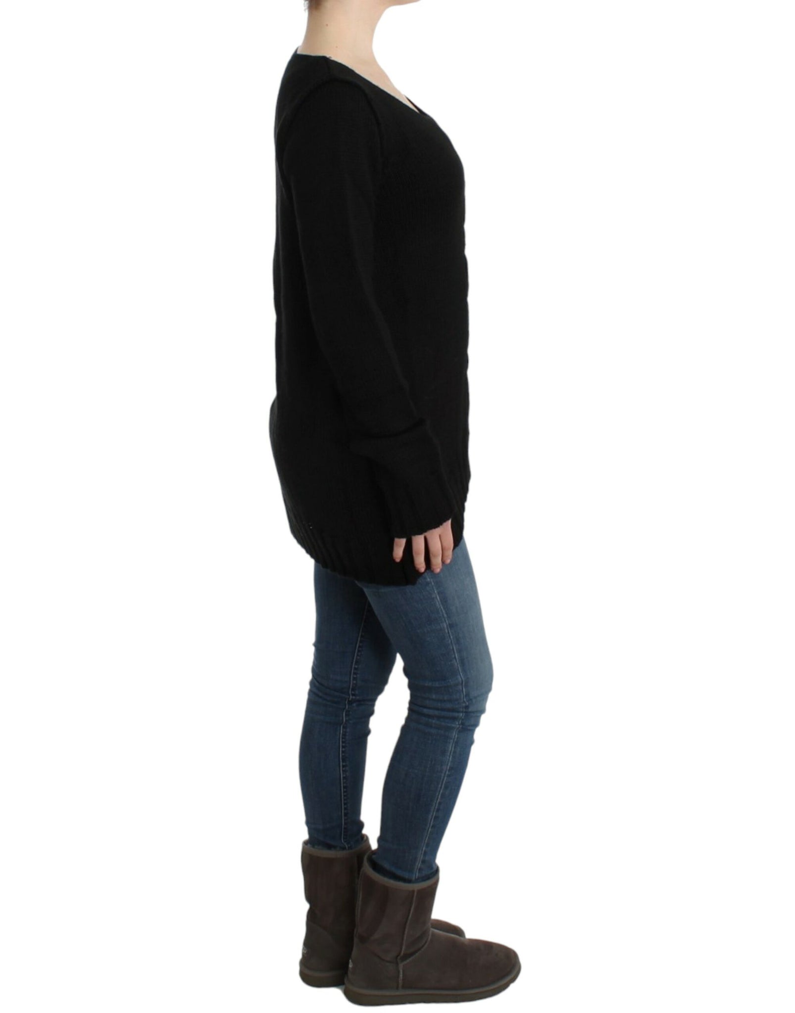 Black knitted wool sweater