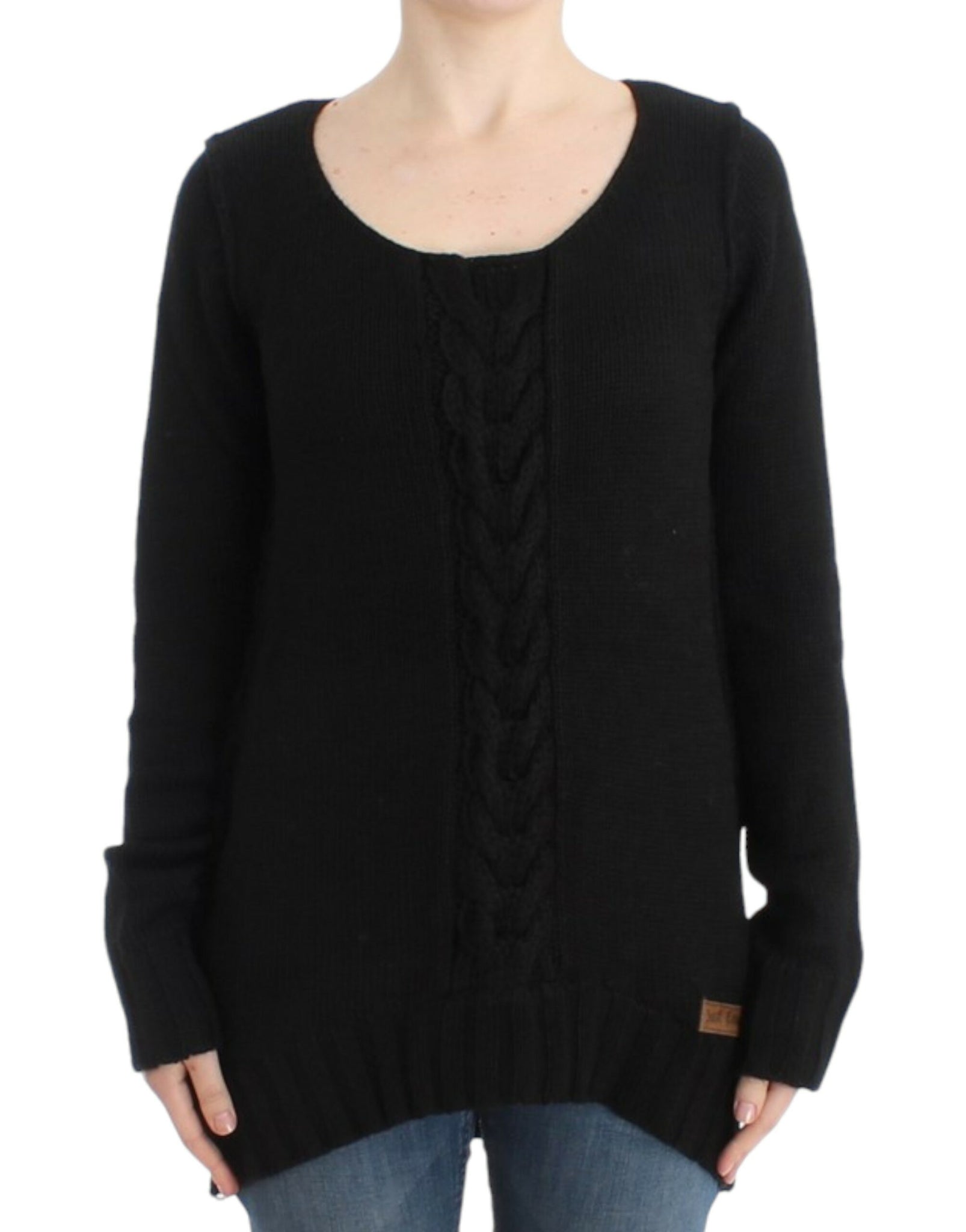 Black knitted wool sweater