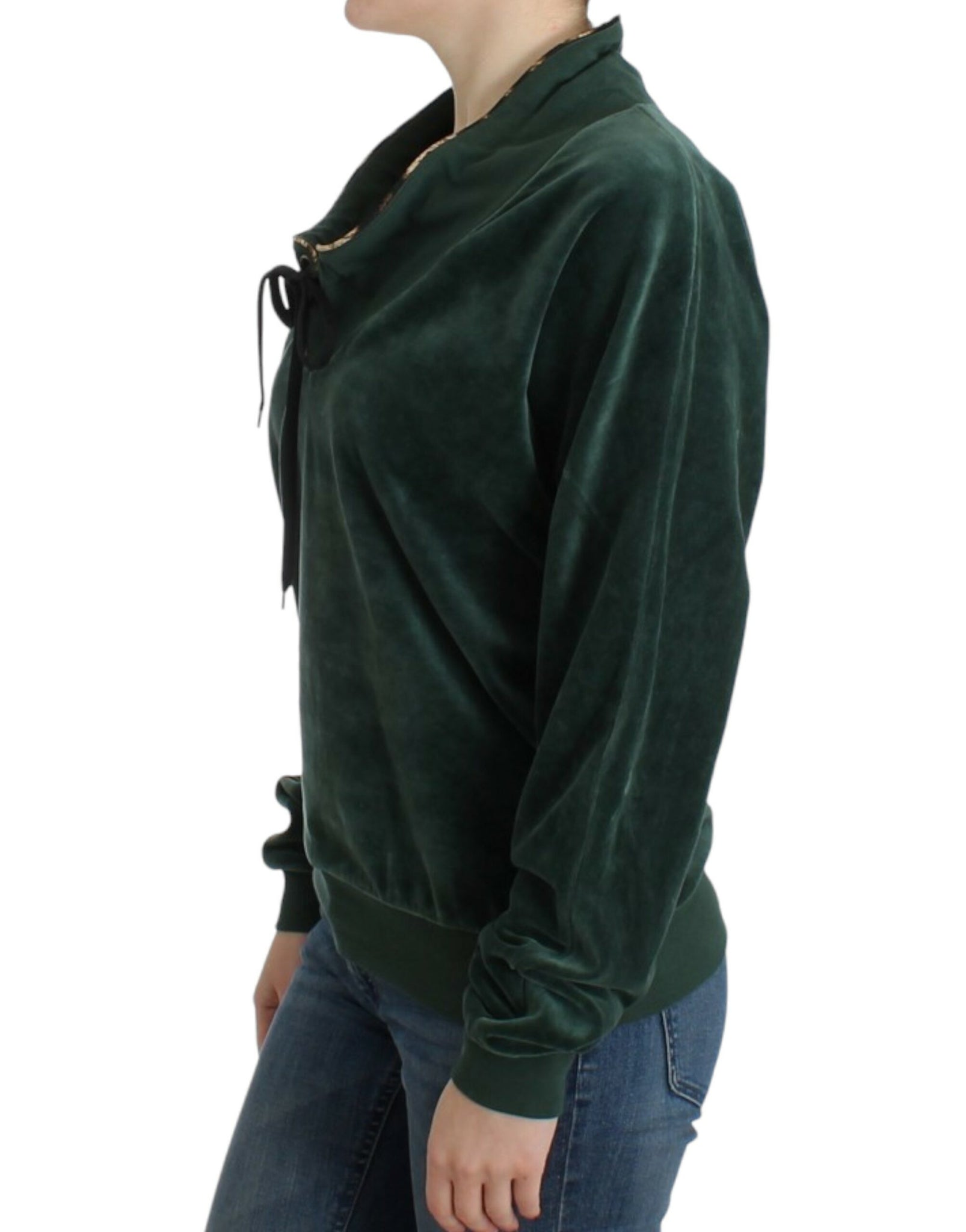 Green velvet cotton sweater