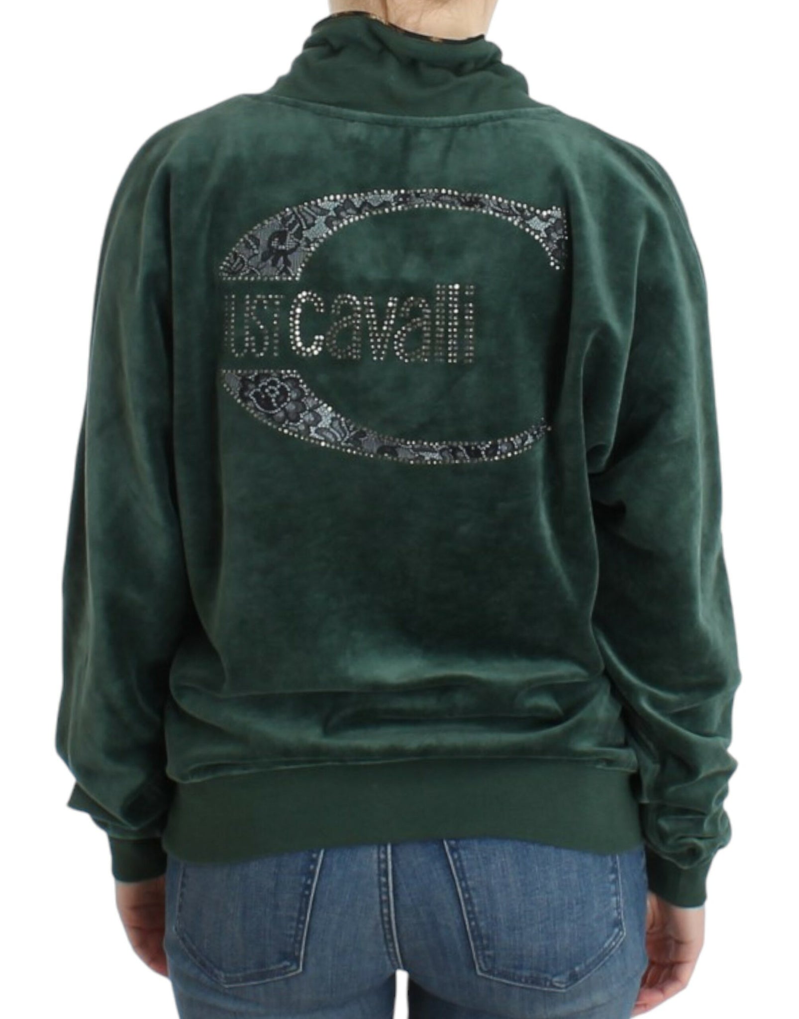 Green velvet cotton sweater