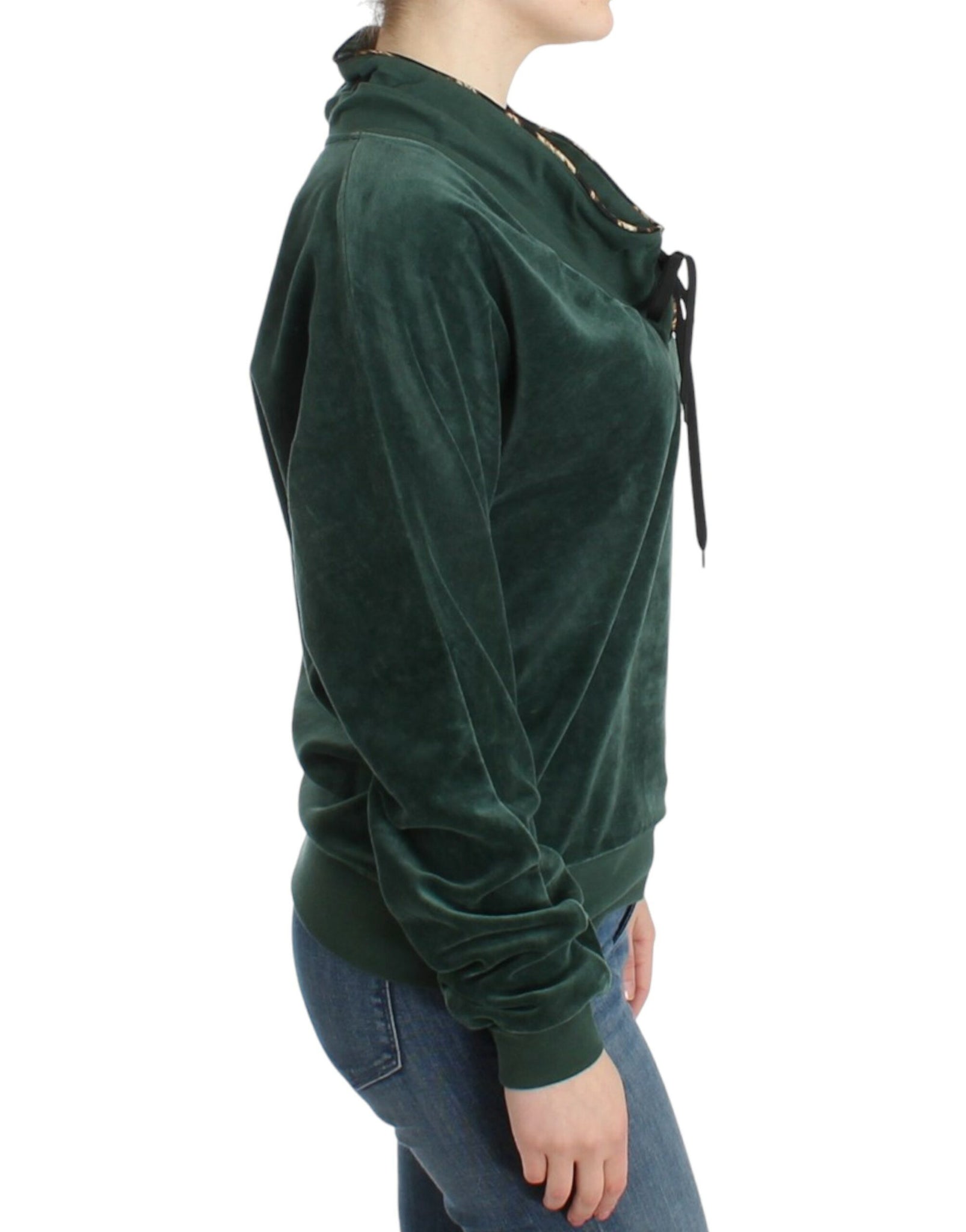 Green velvet cotton sweater