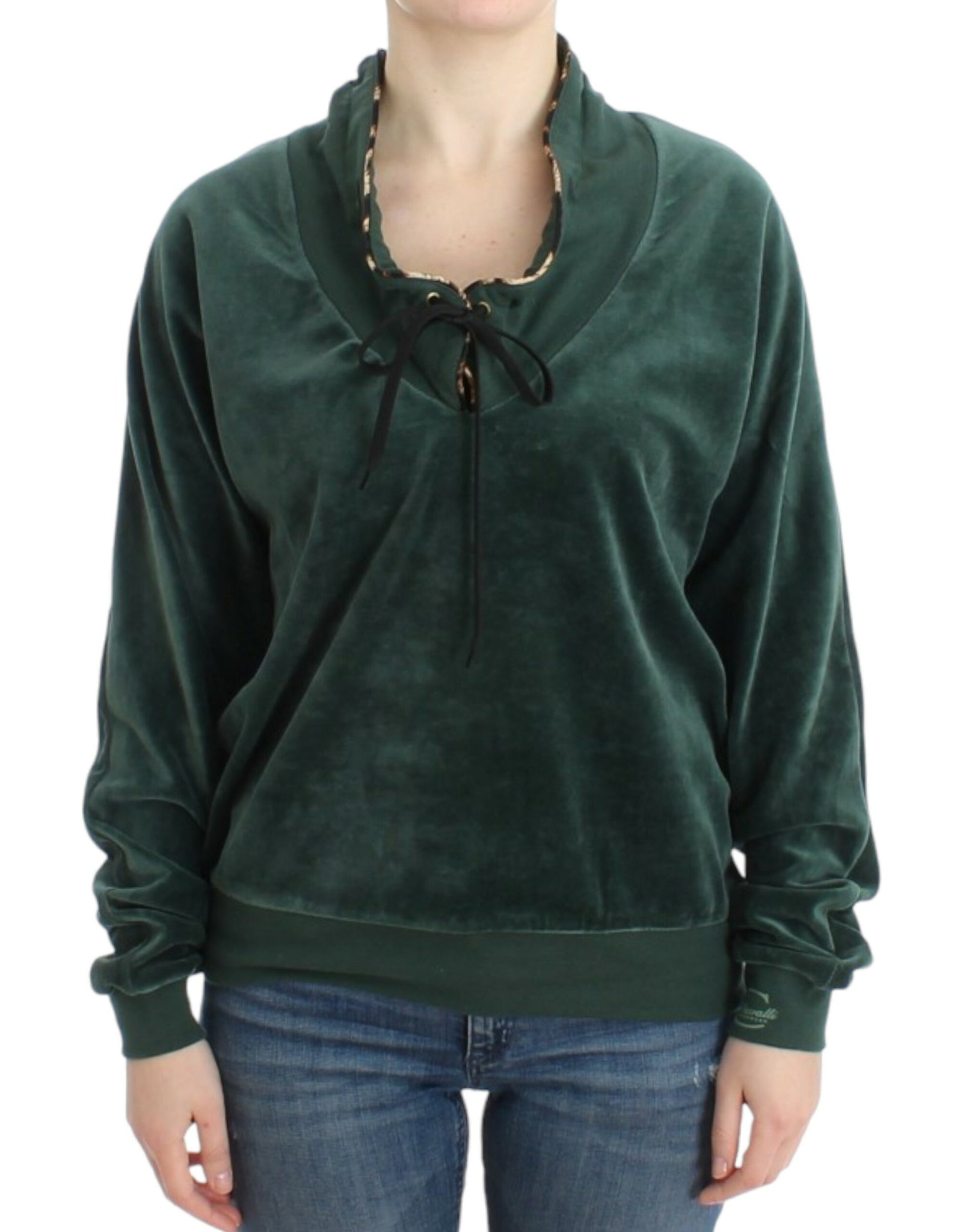 Green velvet cotton sweater