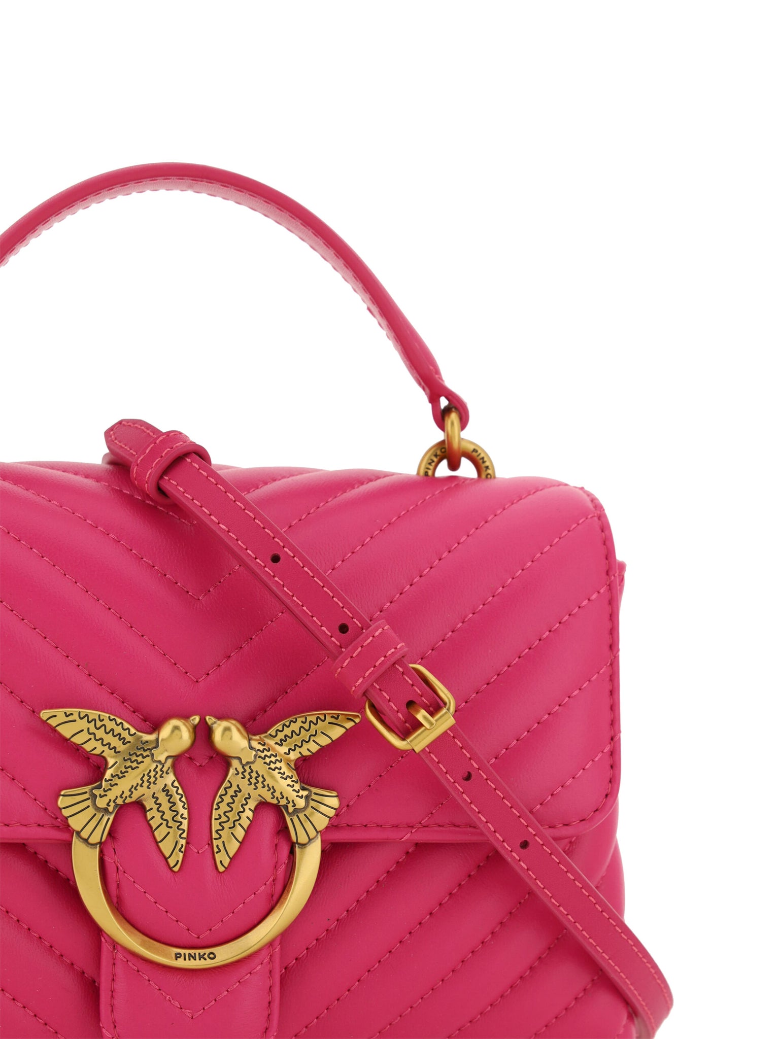 PINKO Pink Calf Leather Love Lady Mini Handbag