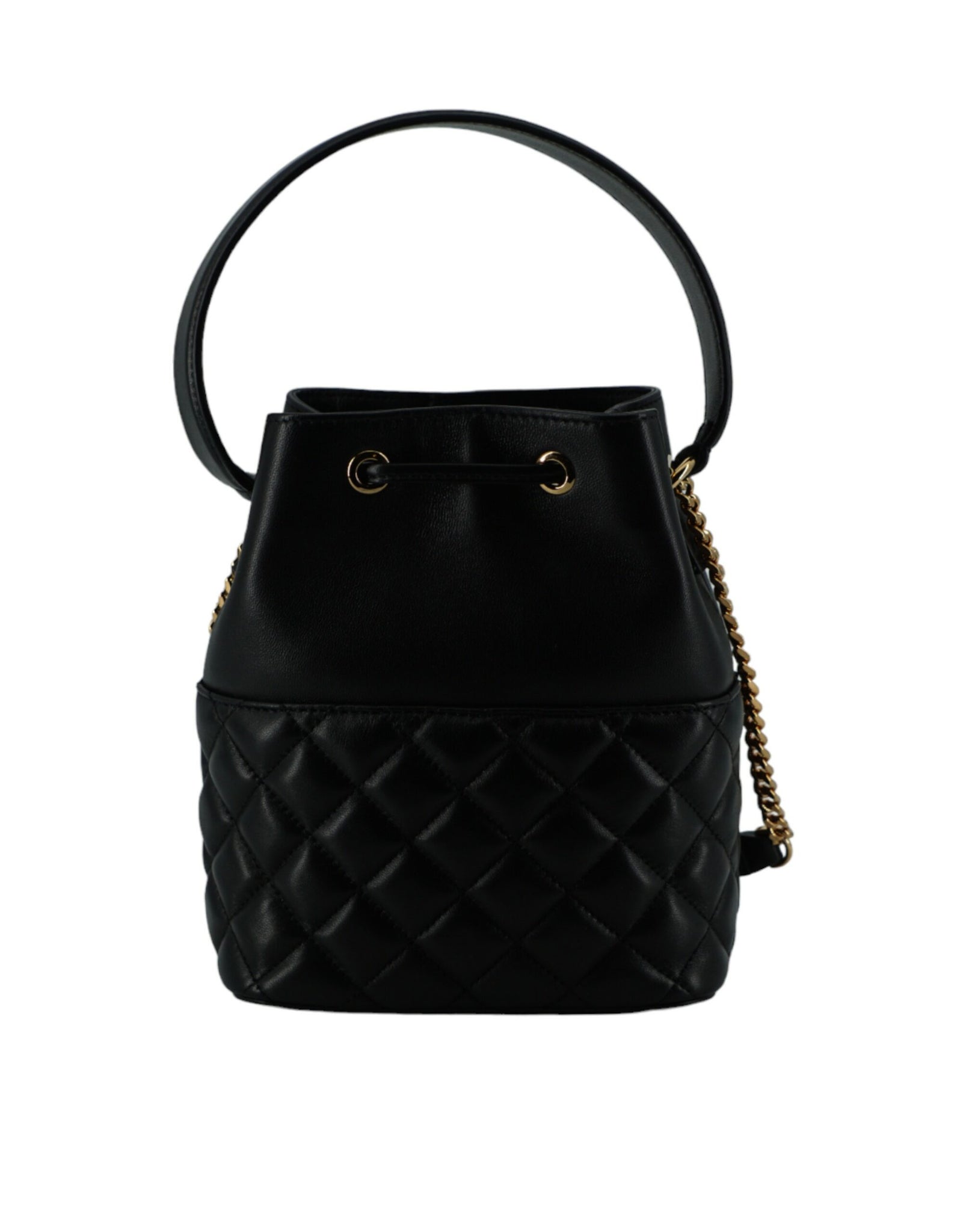 Versace Black Calf Leather Small Bucket Shoulder Bag