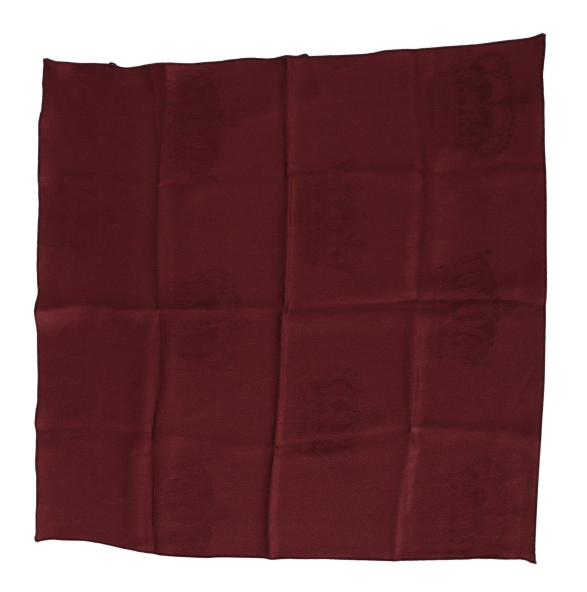 Maroon Silk Crown Square Wrap Handkerchief Scarf