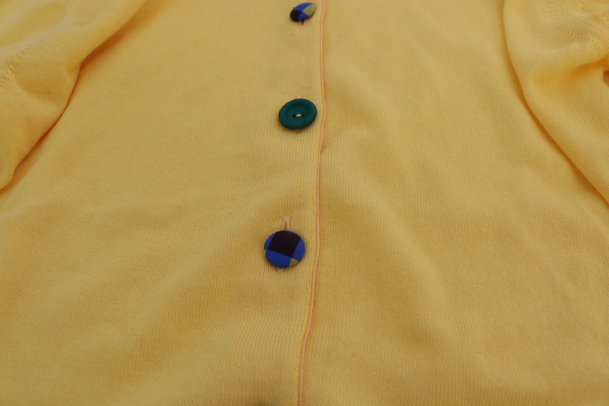 Jucca Yellow Cotton ButtonFront Long Sleeve Sweater