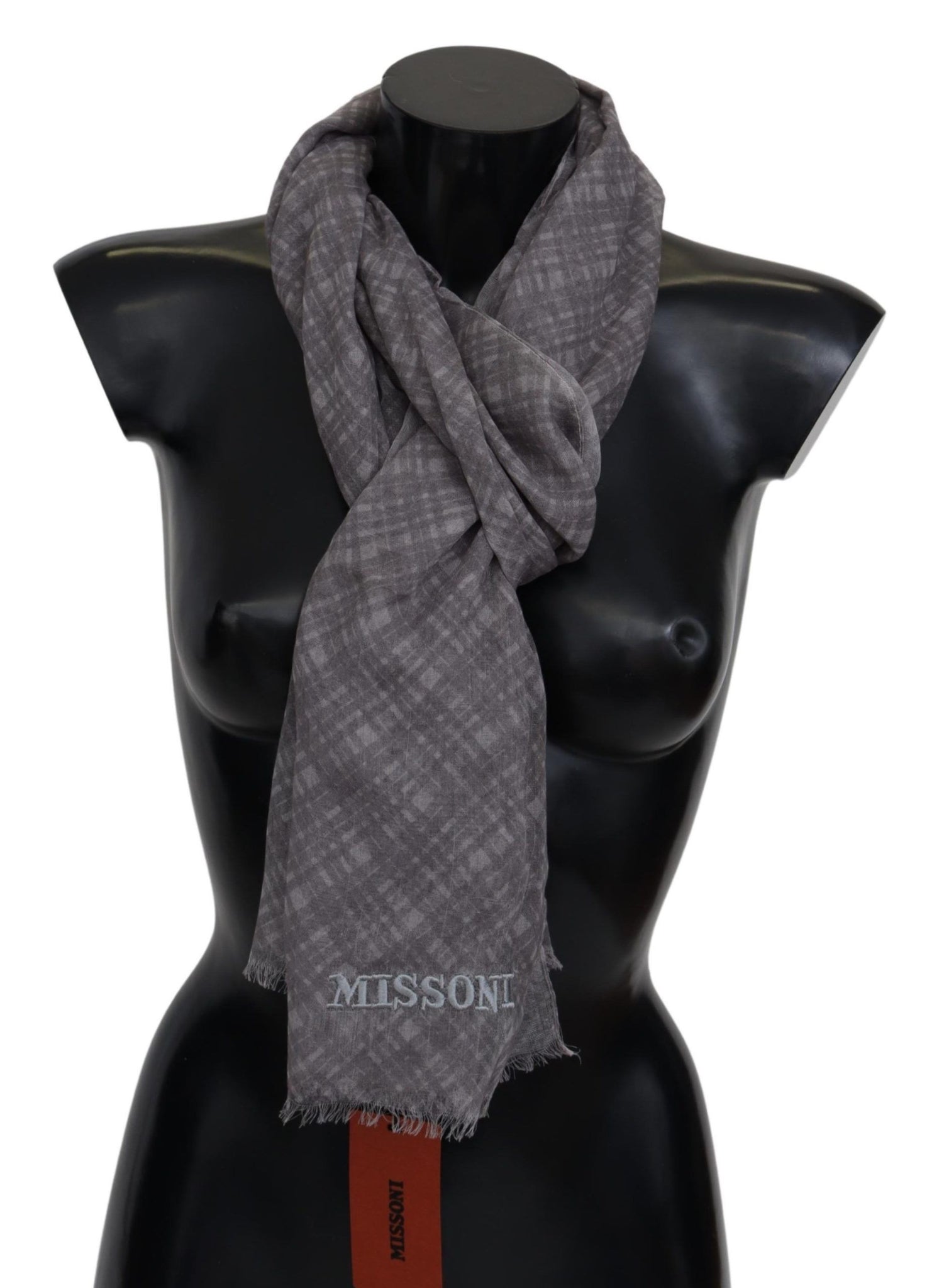 Gray Plaid Wool Unisex Neck Wrap Scarf