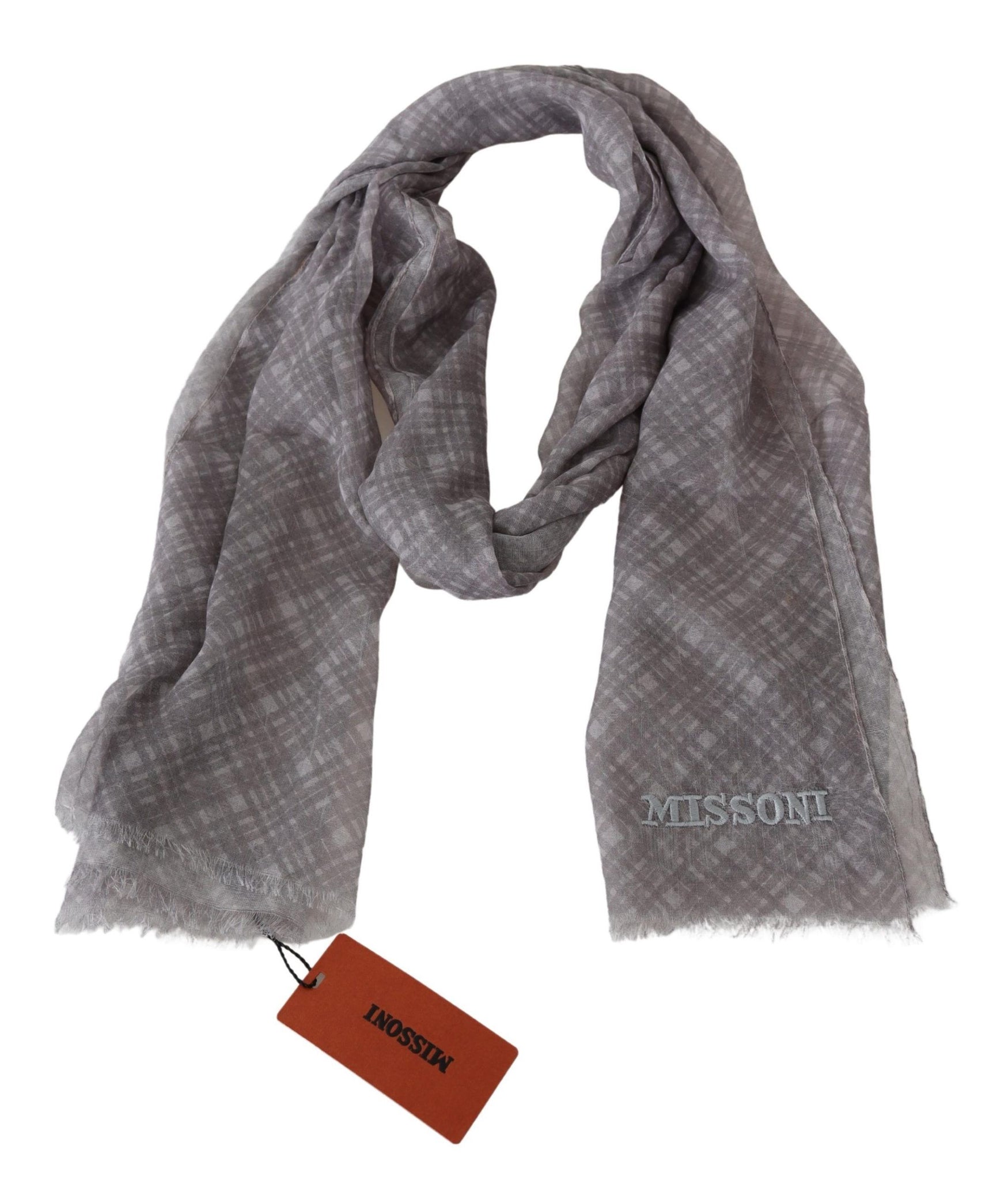 Gray Plaid Wool Unisex Neck Wrap Scarf