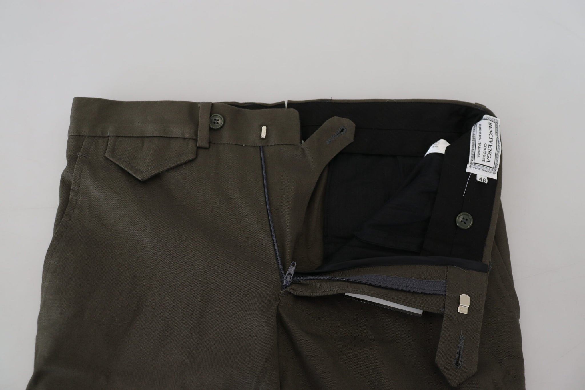 Green Cotton Straight Fit Men Pants