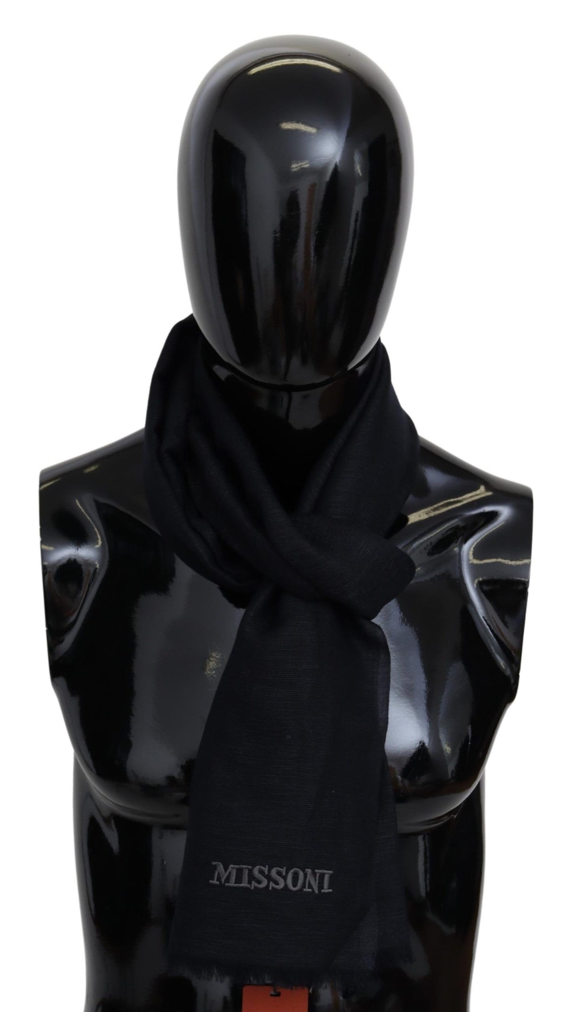 Black Wool Knit Unisex Neck Wrap Fringe Scarf