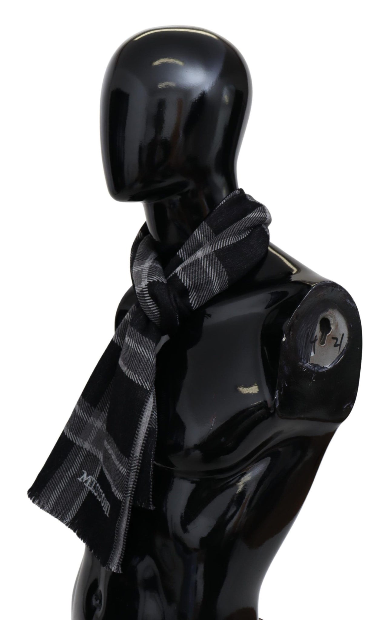 Black Plaid Wool Unisex Neck Wrap Scarf