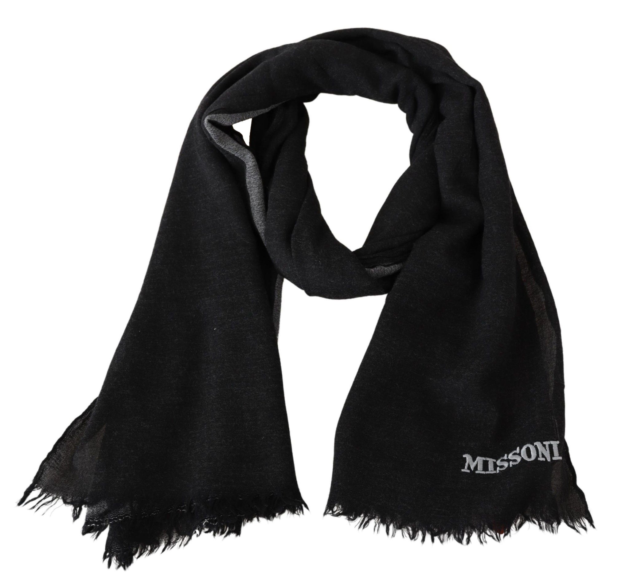 Black 100% Wool Unisex Neck Wrap Scarf