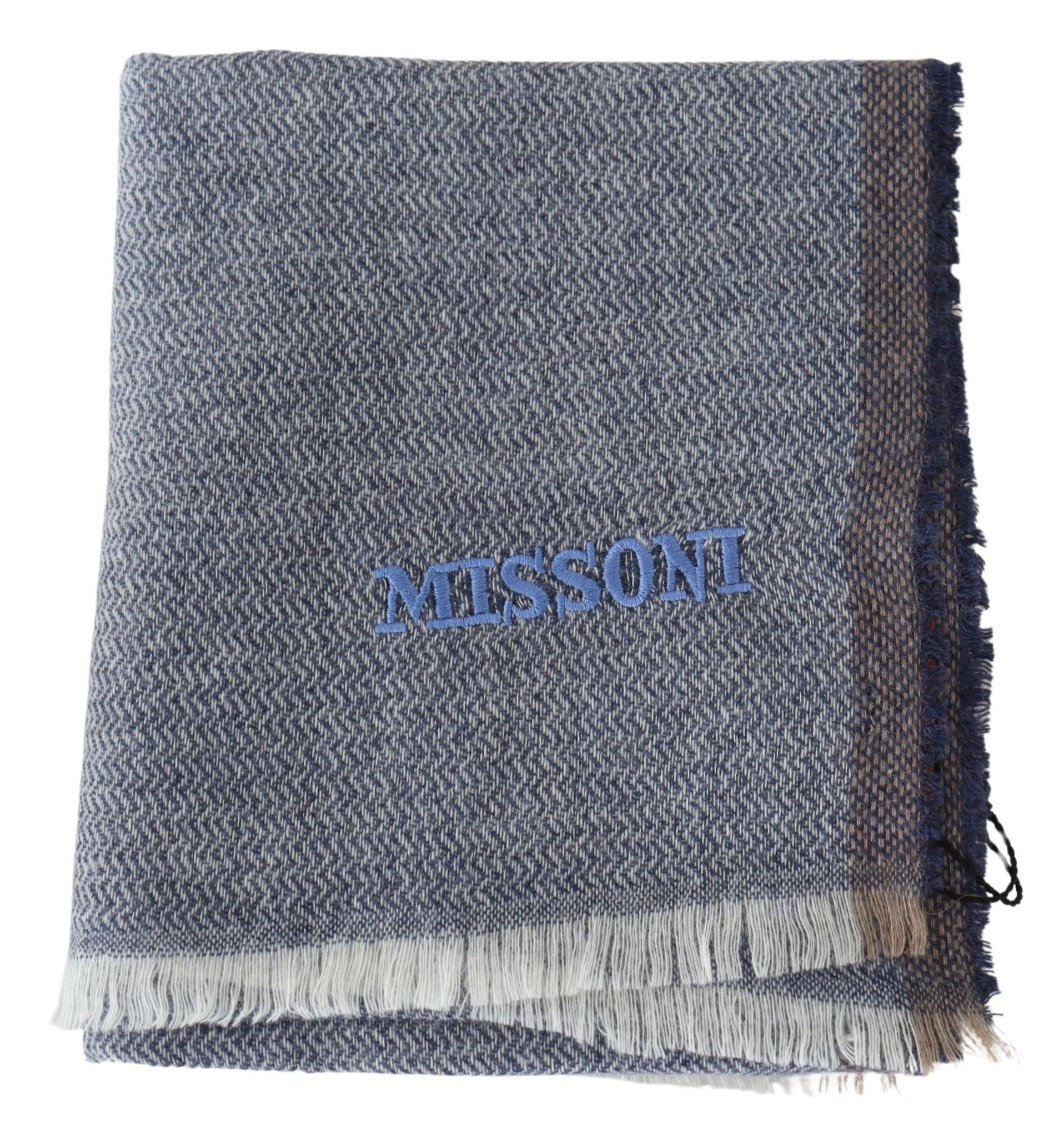 Gray Striped Wool Unisex Neck Wrap Fringes Scarf