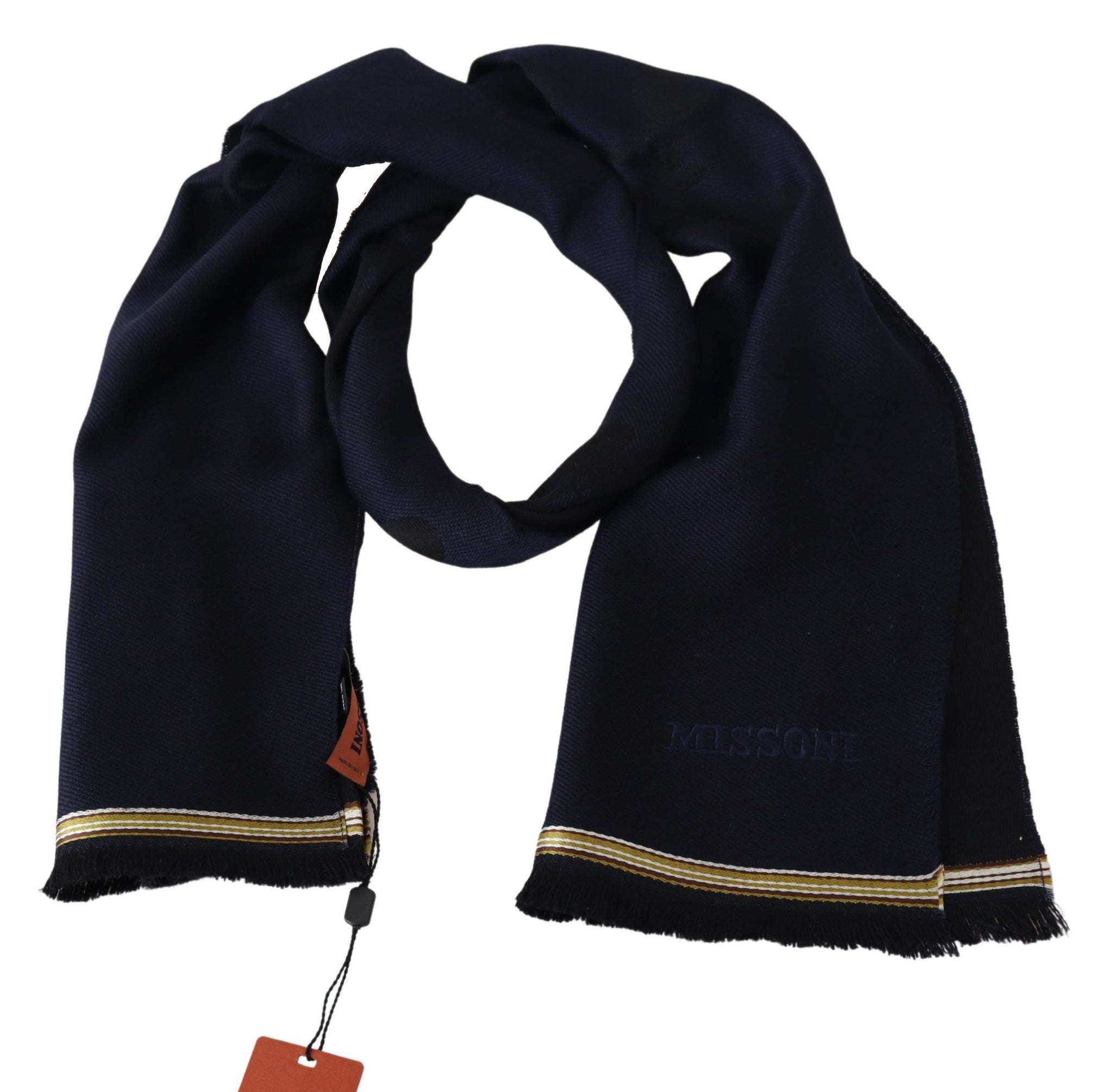 Black 100% Wool Unisex Neck Wrap Fringes Scarf