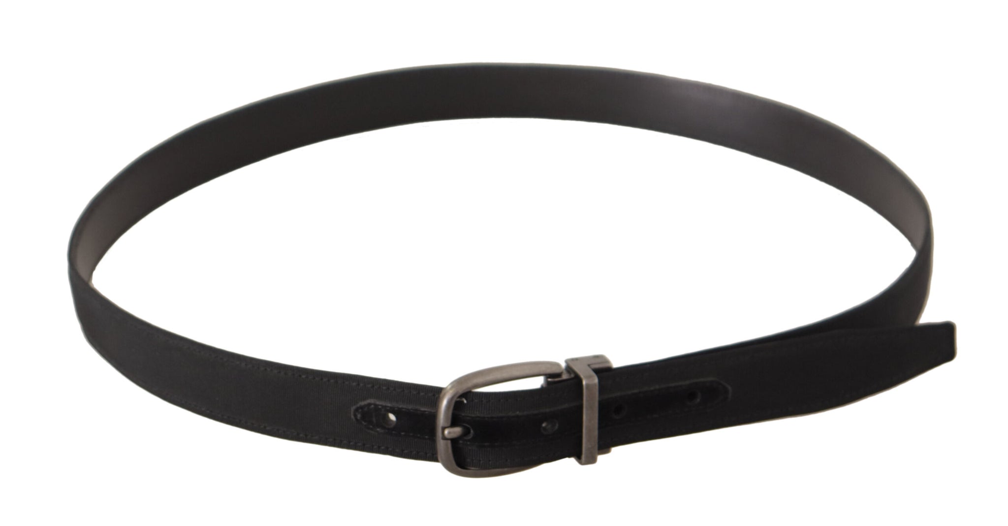 Dolce & Gabbana Black Suede Leather Silver Metal Buckle Belt