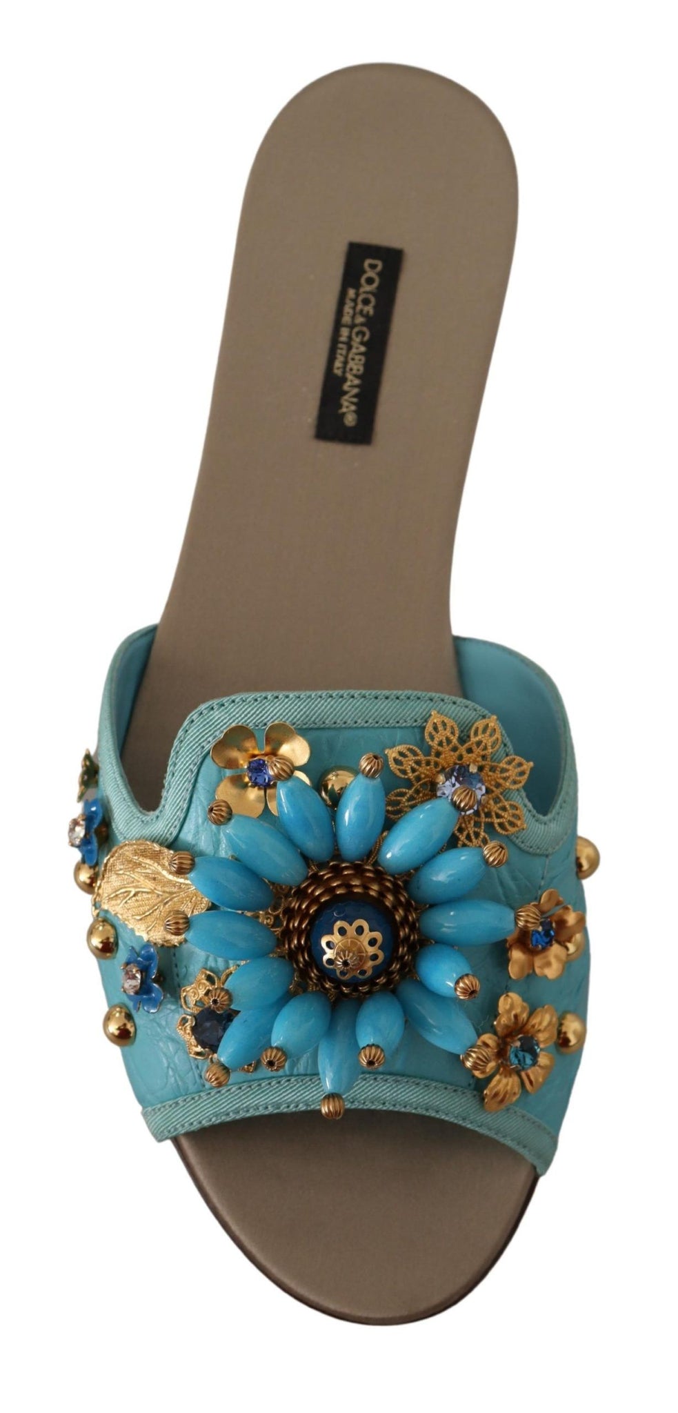 Blue Crystal Exotic Leather Blue Crystal Sandals